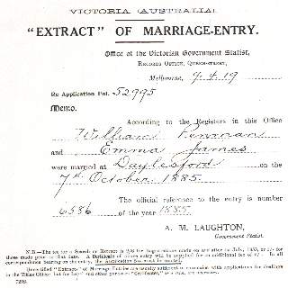 Penman / James Extract of Marriage Entry.